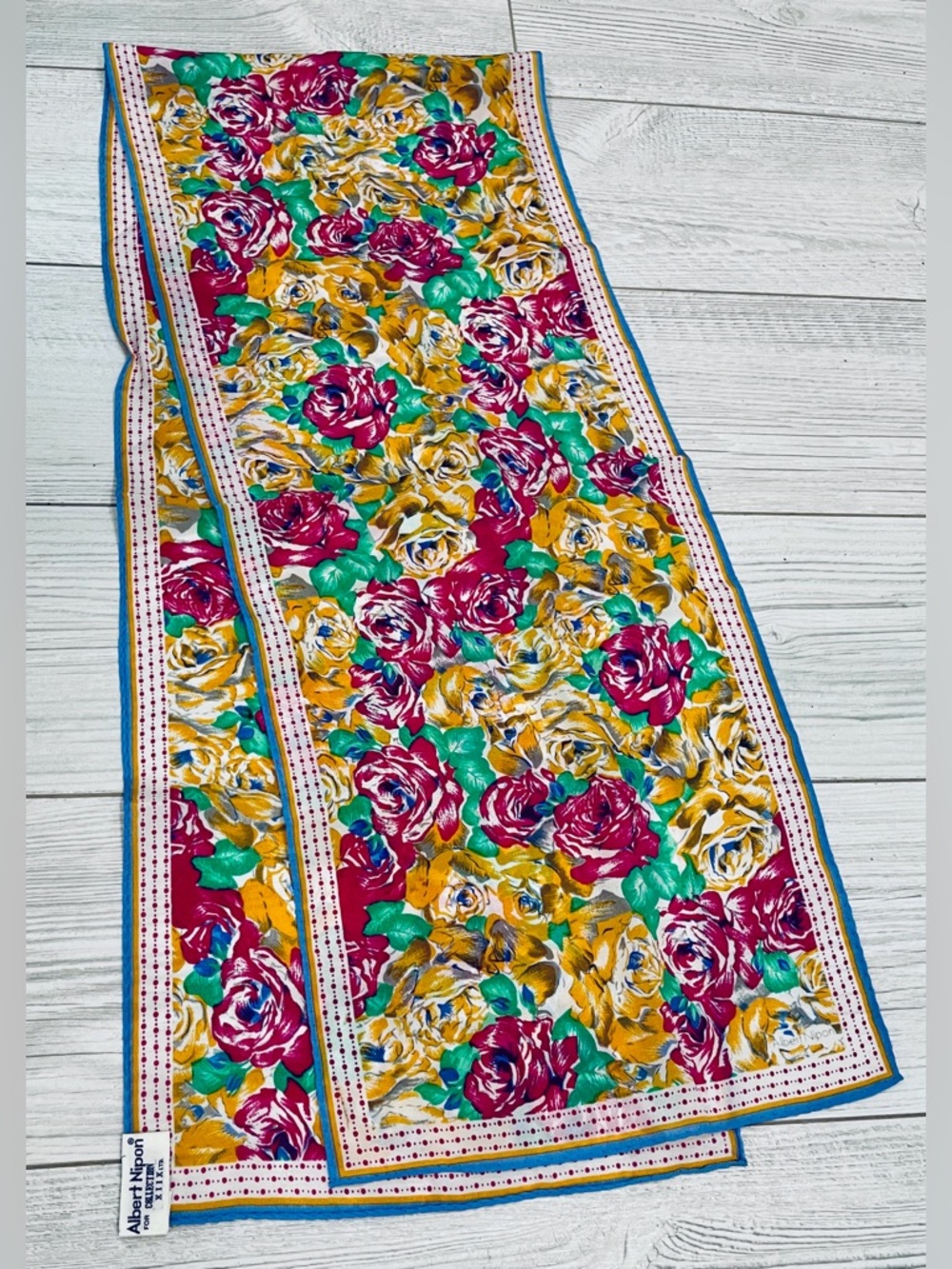 Albert Nipon for Collection XIIX Ltd Vintage 100% Silk Floral Scarf  10”x 53”in